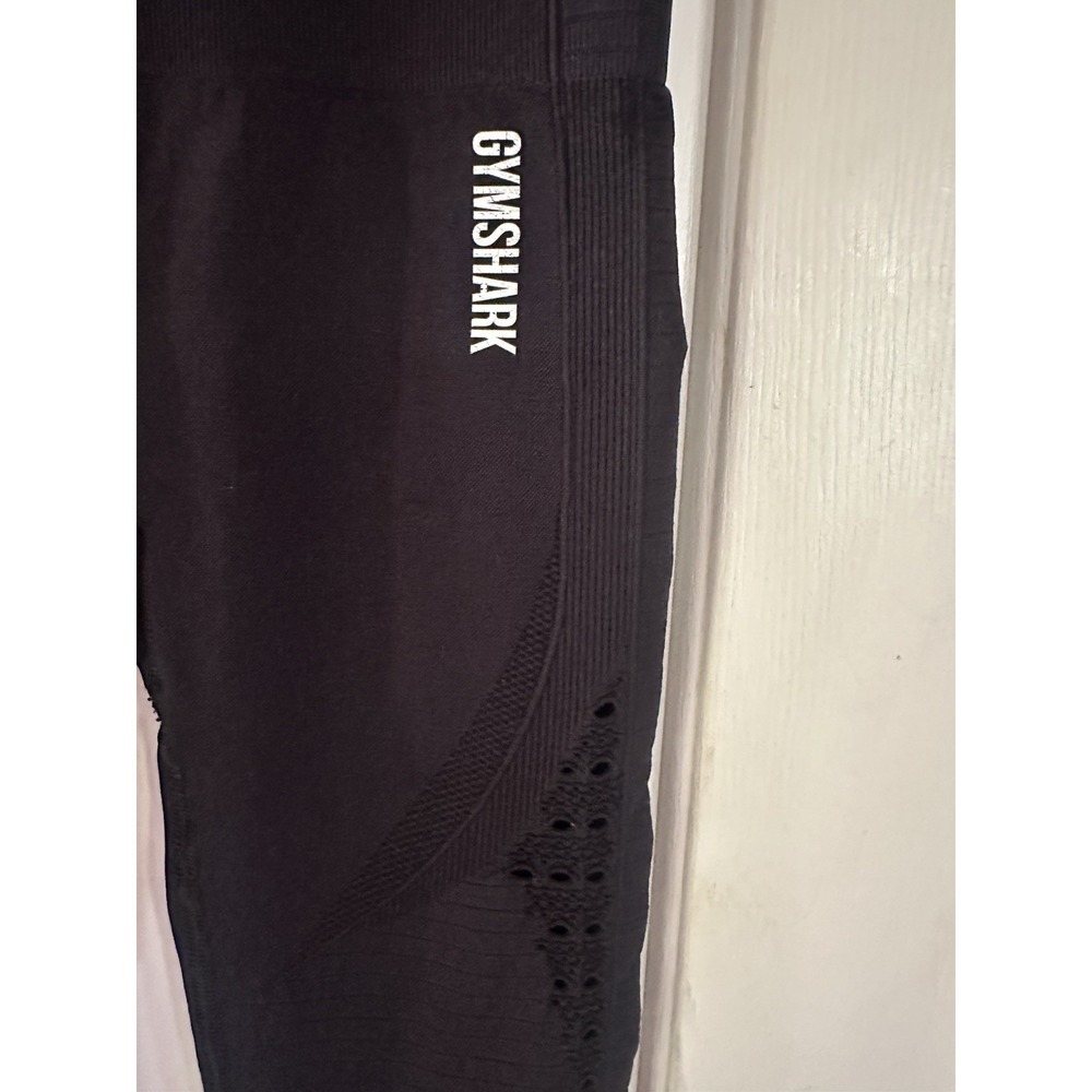 Gymshark Pants Womens Small Black Seamless Capri Leggings Mesh Crop Athletic - Picture 5 of 5